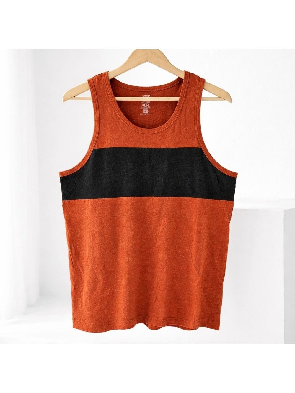 George Rust Orange Colorblock Tank Top | Size M | 100% Cotton Casual Basic